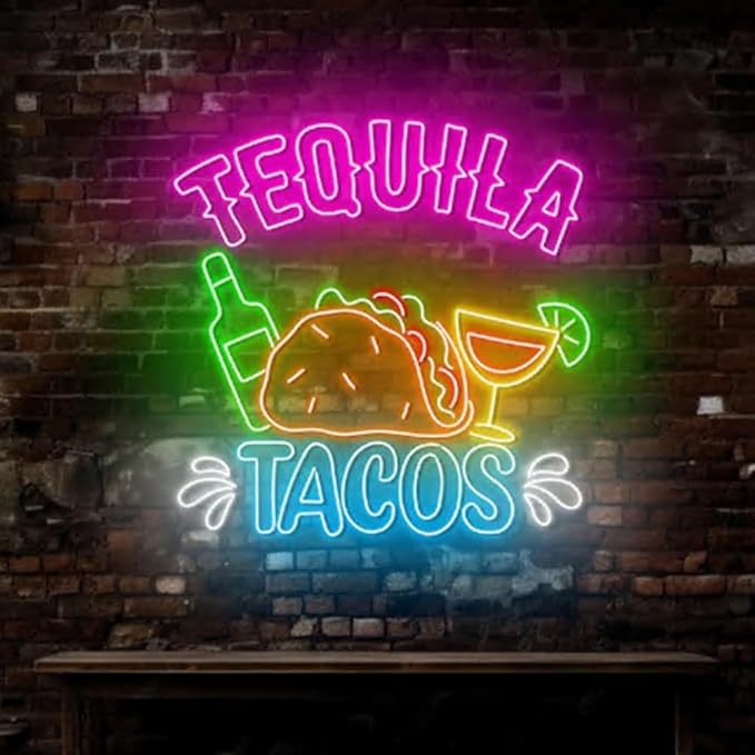 Tequila Tacos Neon Sign, Tacos Tequila Restaurant Led Sign, Mexican Restaurant - Image 5