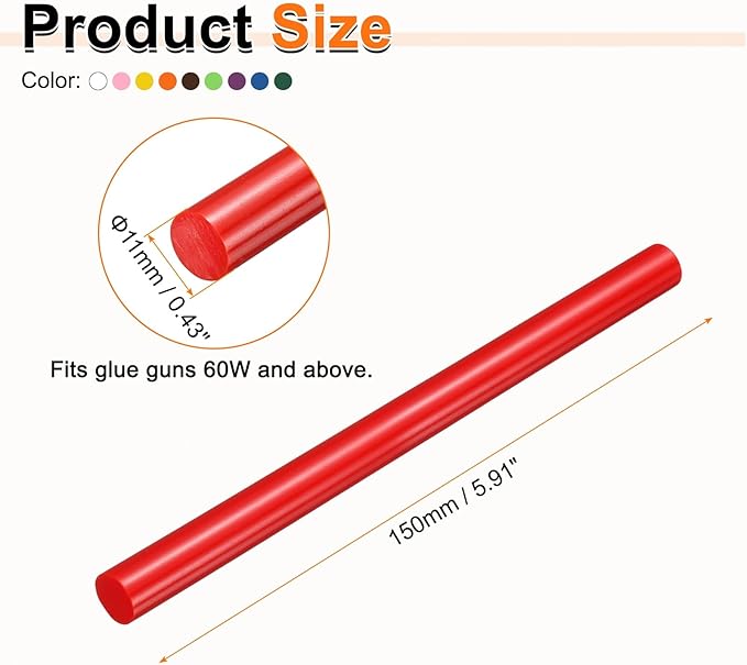 HARFINGTON 10pcs Hot Glue Sticks 0.43" Dia x 5.91" Long EVA Mini Hot Melt - Image 2