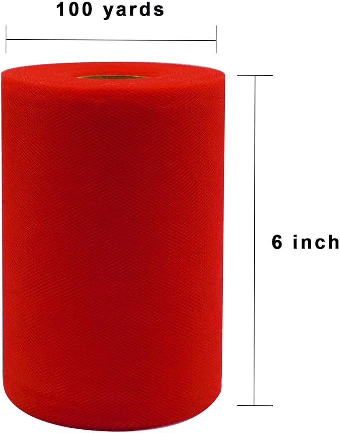 Red Tulle Fabric Roll 6 Inch X 300 FT Matte Tulle Ribbon Netting Mesh Spool - Image 3