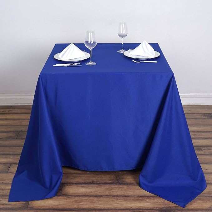 Efavormart 90" Royal Blue Wholesale Linens Polyester Square Linen Tablecloth by efavormart