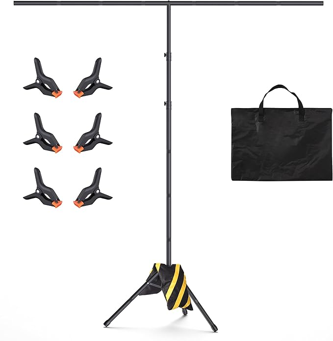T-Shape Backdrop Stand 8x7.2FT, Height and Width Adjustable Background Stand by Unknown