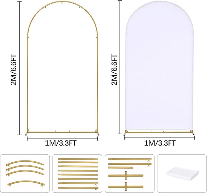 Vincidern 6.6FT Wedding Arch Backdrop Stand and White Cover, Metal Arch - Image 3