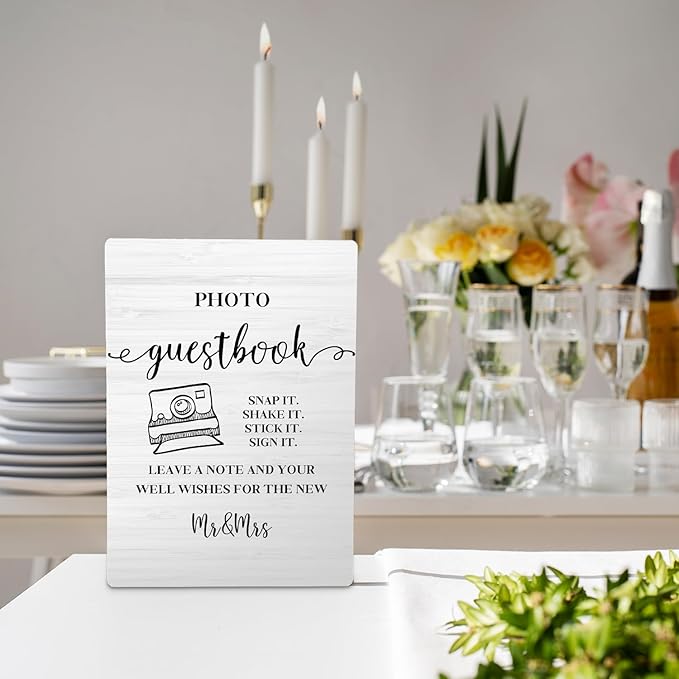 Photo Guest Book Sign Wooden Stand 5x7 Inch, Wedding Guest Book Sign, Guest - Image 3