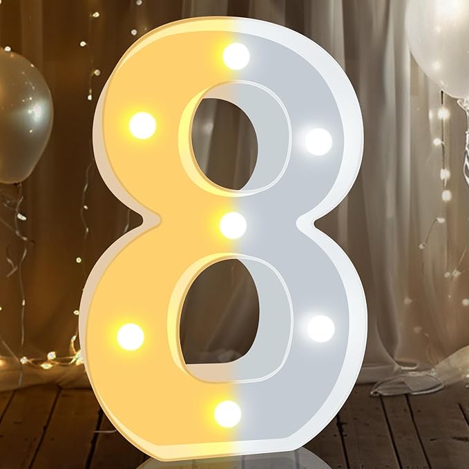 Pooqla LED Light Up Numbers, Warm White and Cool White Decorative Lighted - Image 7