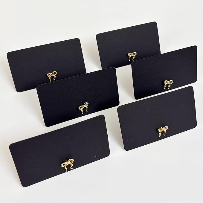 26Pcs Decorative Bow Place Card Holders Bulk Gold Name Card Stands Set Photo - Image 8