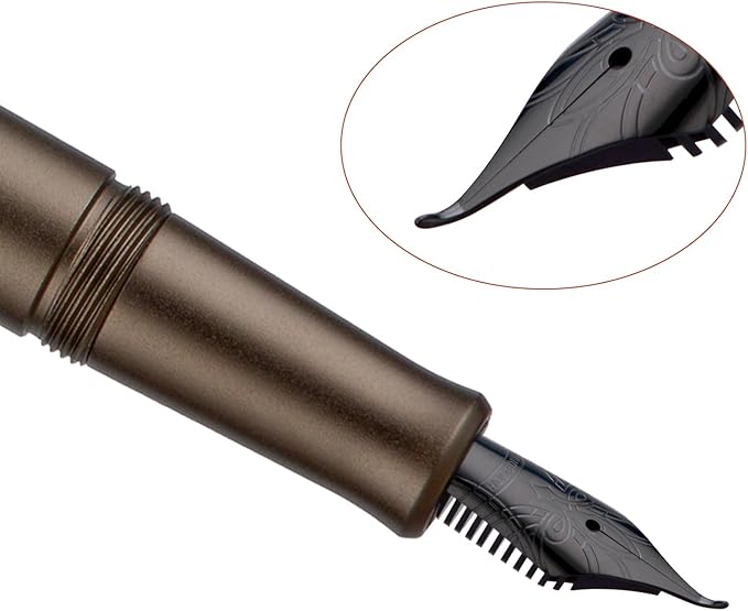 Hongdian M2 Black Forest Mini Fountain Pen, Bent Nib & Sleek Shape Aluminium - Image 3