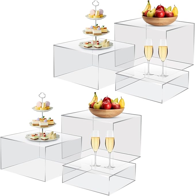 6Pcs Clear Buffet Risers Acrylic Boxes Display Food Risers by LooksForwardtoSeeingYou