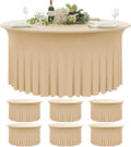6 Pack Champagne Round Spandex Tablecloth 60 Inch, Wrinkle Free Stretch 120 by Nobed+HHT