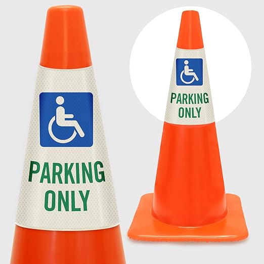 SmartSign 6-Pack "Handicapped Parking Only" Reflective Cone Message Sleeve - Image 2