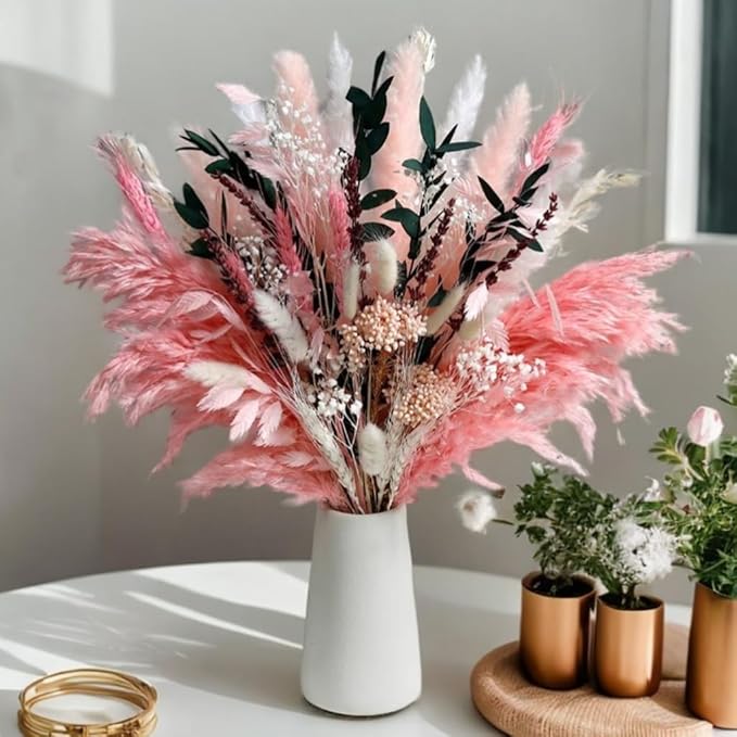 Pink Pampas Grass Dried Flowers Bouquet by Mifgra