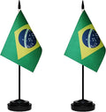 Brazil Brazilian Deluxe Desk Flag Set, Small Mini Miniature Brazil Brazilian by tibijoy