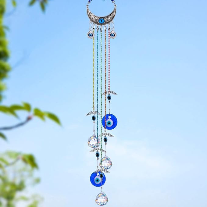 20inch Blue Evil Eye Hanging Crystals Suncatcher Ornament - Image 4