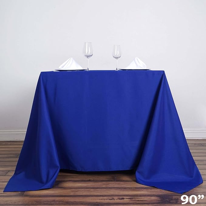 Efavormart 90" Royal Blue Wholesale Linens Polyester Square Linen Tablecloth - Image 2