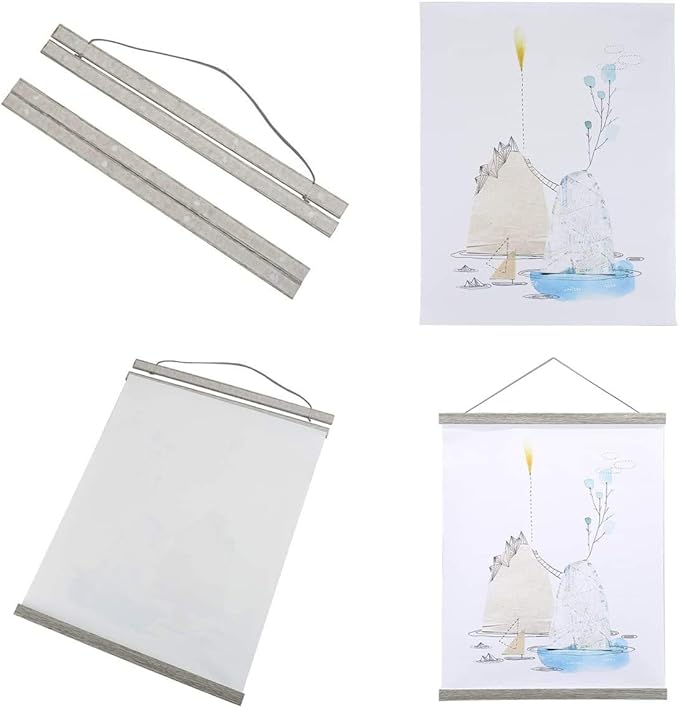 Magnetic Poster Hanger, 40x27 40x30 40x60 Poster Frame Wood Wooden Magnet Print - Image 3