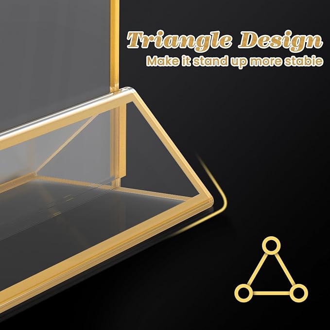 Gold Acrylic Sign Holder 4x6, 16 Pack Wedding Gold Frame Table Number Holders - Image 7