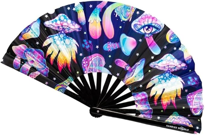 Kandies World UV Reactive Custom Festival Folding Hand Fan by KandiesWorld