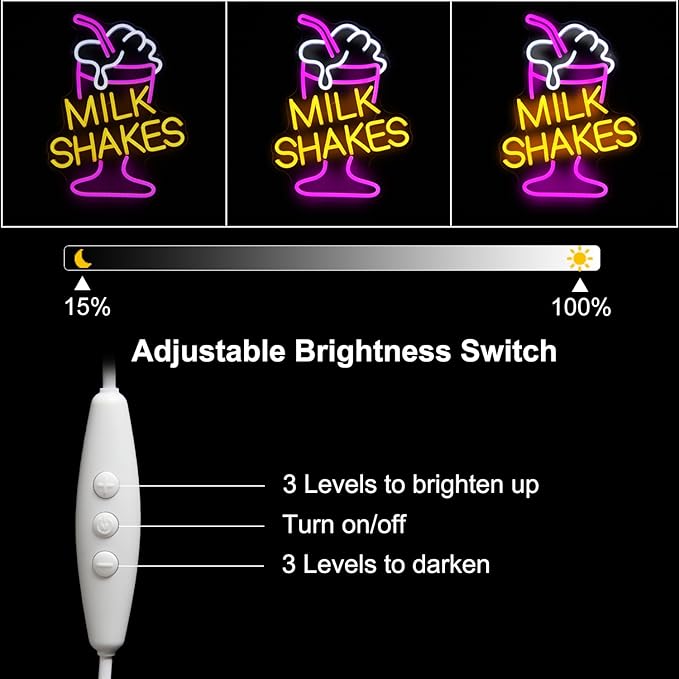 Milk Shakes Neon Signs Ice Cream Neon Sign Milk Tea LED Neon Light Frozen - Image 5
