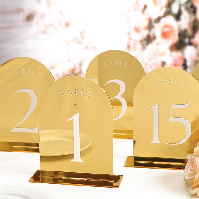 UNIQOOO Gold Mirror Arch Wedding Table Numbers - Image 4