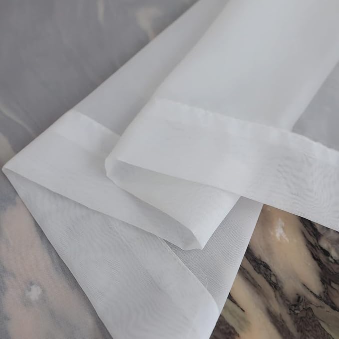Window Ivory Sheer Curtains 84 Inches Long 2 Panels Sheer Curtain Basic Rod - Image 4