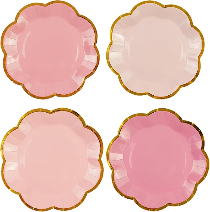 48Pcs Light Pink Scalloped Party Plates by PUEVENYI
