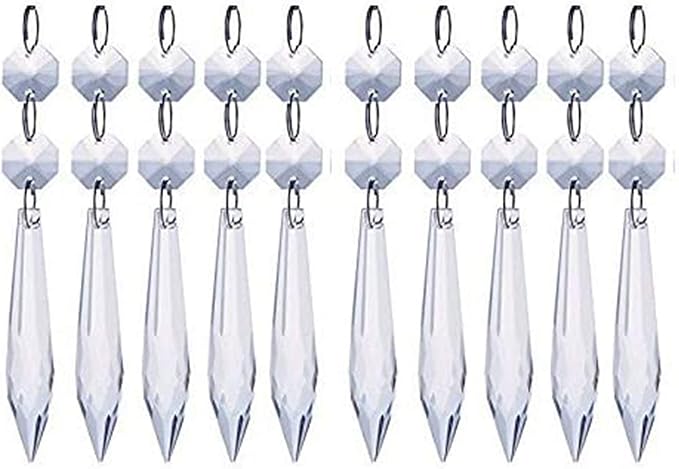 H&D 10pcs 63mm Chandelier Crystals Ornament by HDHYALINEDORA