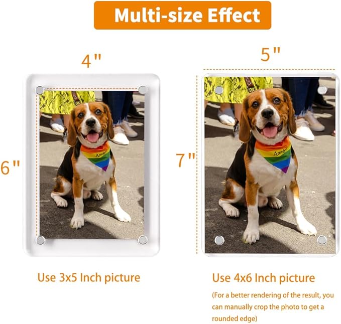 4x6 Picture Frames, Acrylic Fridge Magnetic Photo Frames Transparency Double - Image 3