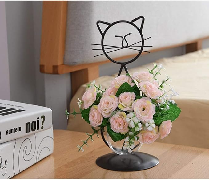 Marbrasse Desktop Glass Planter Vase Holder, Modern Creative Cat Plant - Image 2