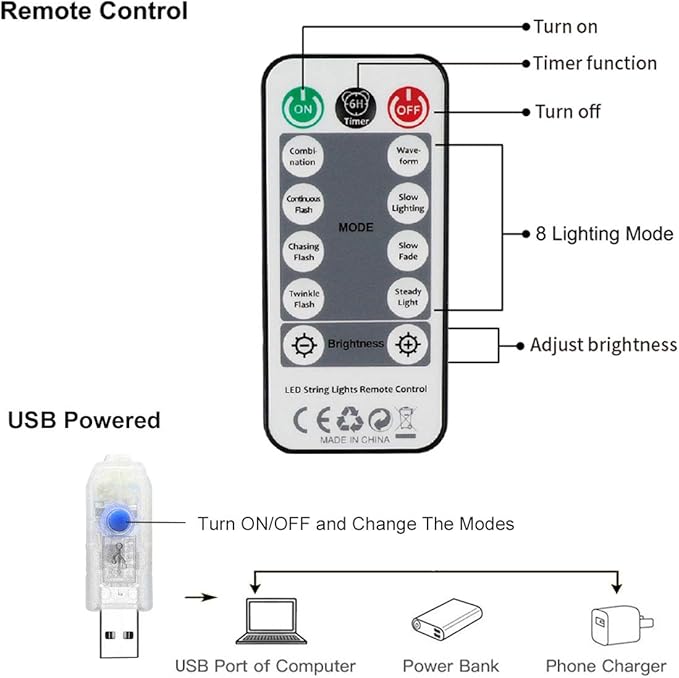 YEOLEH String Lights Curtain, USB Powered Fairy Lights - Image 6