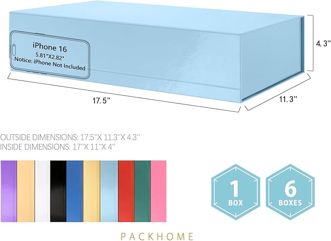 PACKHOME Extra Large Gift Box 17.5x11.3x4.3 Inches, Sturdy Shirt Box - Image 2