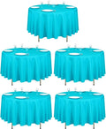 LTC LINENS 5 Pack 90 Inch Round Tablecloth Turquoise by LTCLINENS