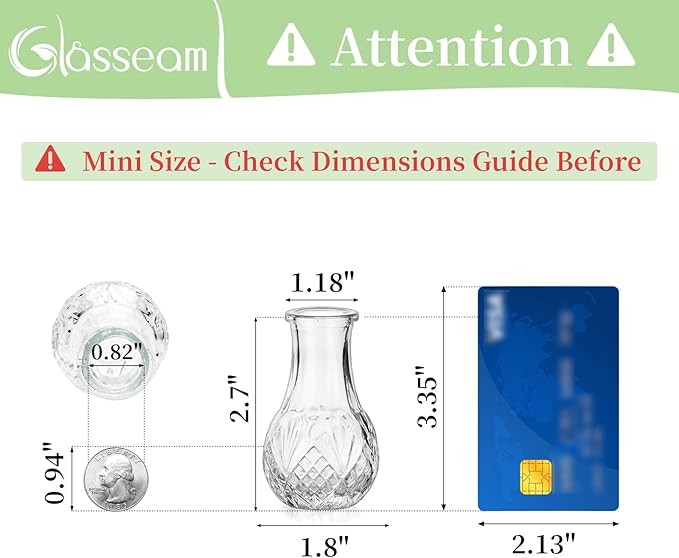 Glasseam Small Bud Vases for Centerpieces: 40PCS Mini Clear Glass Vase Set for - Image 2