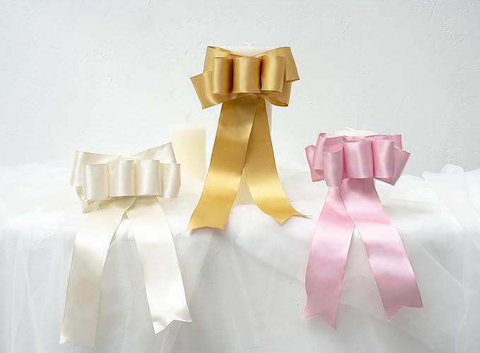 Gold Satin Ribbon Double-Faced Wired Ribbons - Image 7