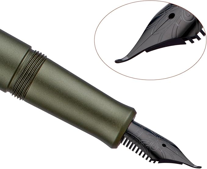 Hongdian M2 Black Forest Mini Fountain Pen, Bent Nib & Sleek Shape Aluminium - Image 3