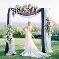 3 Panels 20Ft Chiffon Wedding Arch Drapes Navy Sheer Ceiling Drapes Romance by CHHEART
