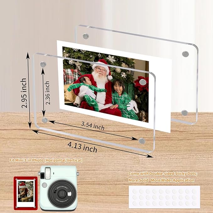 Magnetic Refrigerator Mini Picture Frames, 2.36x3.54 Acrylic Magnetic Clear - Image 2
