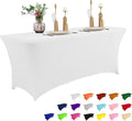 IVAPUPU 8FT Table Cloth for Rectangular Fitted Events Stretch White Table by IVAPUPU