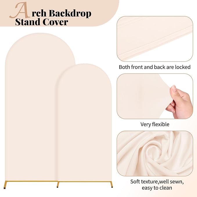 Wedding Arch Cover 6FT 7.2FT Arch Backdrop Cover Fitted Spandex Covers Set of 2 - Image 3