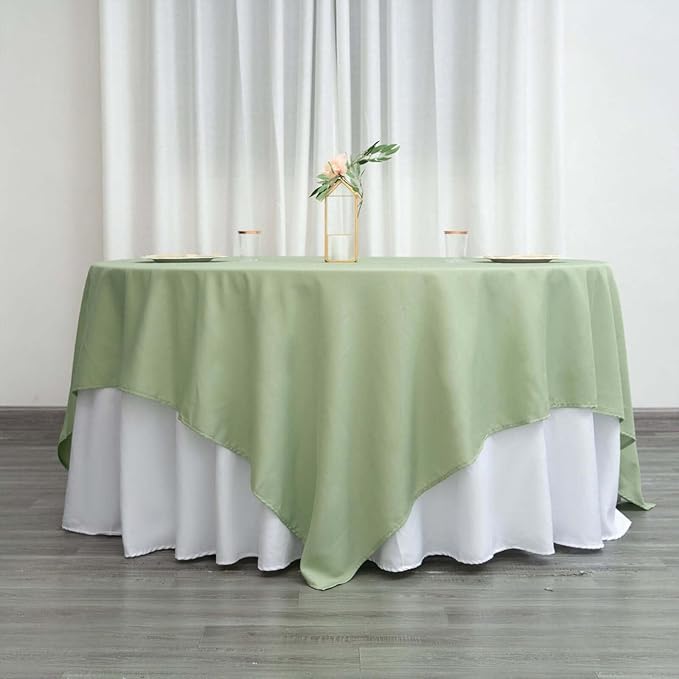 Efavormart 90" Sage Green Wholesale Linens Polyester Square Linen Tablecloth - Image 3