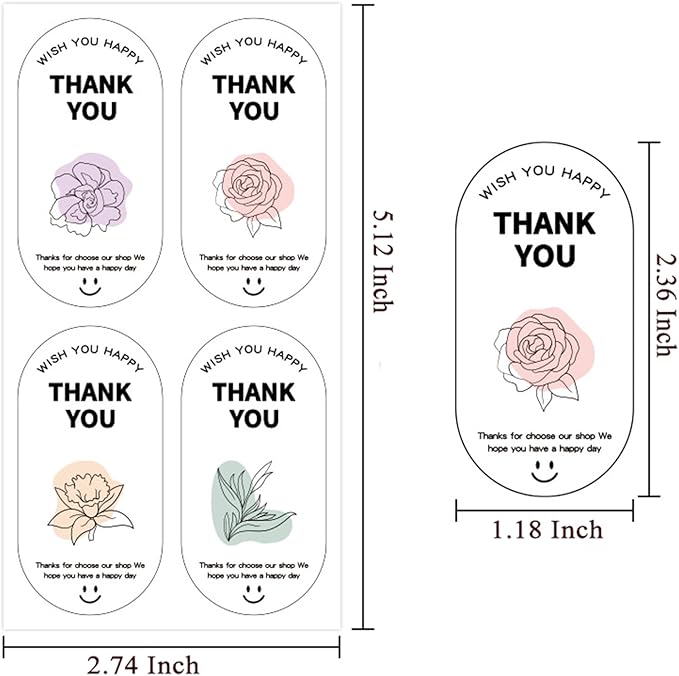 500 Pieces Sealing Large Thank You Stickers, Large Gift Flower Decorative - Image 5