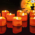 Homemory Halloween 12 Pack Orange Tea Light Candles, Battery Operated LED by Homemory