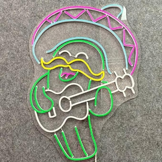 Mexican Cactus Neon Sign, Mexican Mustache Cactus Neon Light, Mexican Festival - Image 5