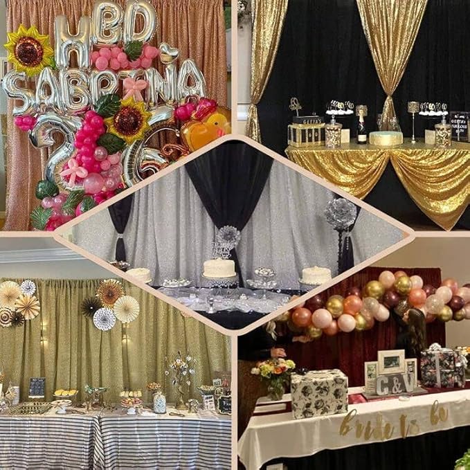 10FT x10FT Champagne Metallic Sheer Spandex Backdrop, 1 Panel Glitter - Image 7