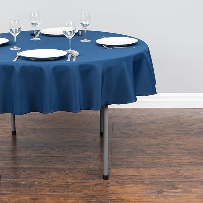 LinenTablecloth 70-Inch Round Polyester Tablecloth Navy Blue - Image 5