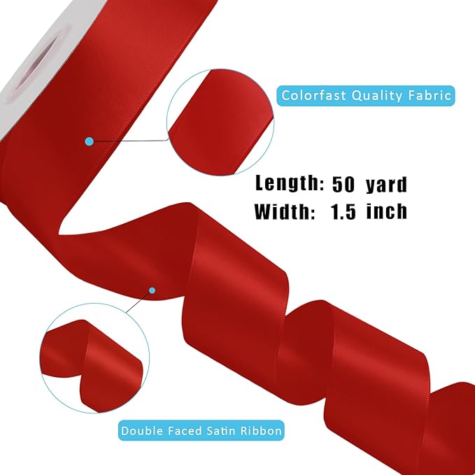 LaRibbons 1 1/2 Inch 50 Yard Double Faced Satin Ribbon - Image 6