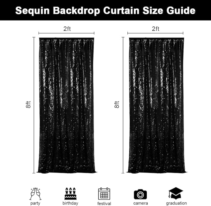 SquarePie Sequin Backdrop Curtain Non-Transparent Background Sparkly - Image 6
