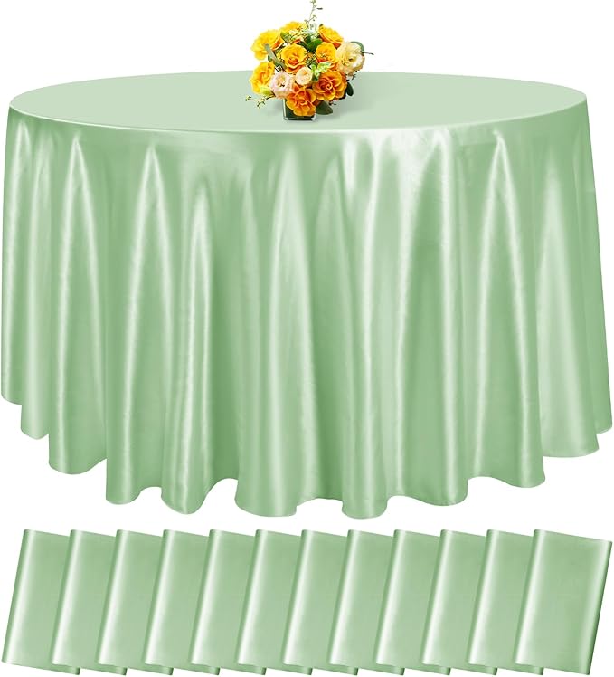 fani 12 Pack 120 Inch Sage Green Satin Tablecloth by fani