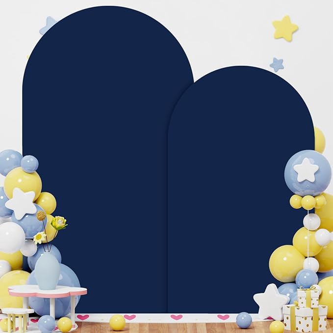 Party Arch Backdrop Stand and Cover Set 6FT 7.2FT Navy Blue Spandex Arch Covers - Image 4