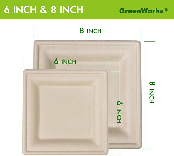 GreenWorks 6 inch and 8 inch Heavy-duty Compostable Plates - Image 3