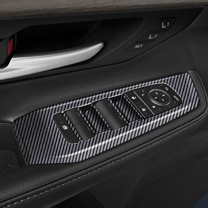 4pcs Carbon Fiber Style Front Rear Doors Window Glass Lift Switch Panel Cover - Image 4