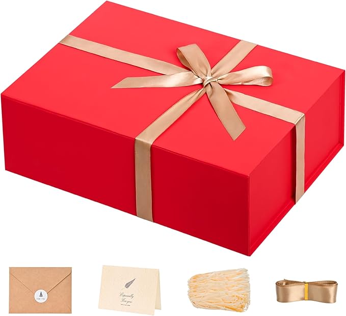 LIFELUM Red Gift Box 13.85 x 8.35 x 4.45 inch Large Gift Boxes by LIFELUM